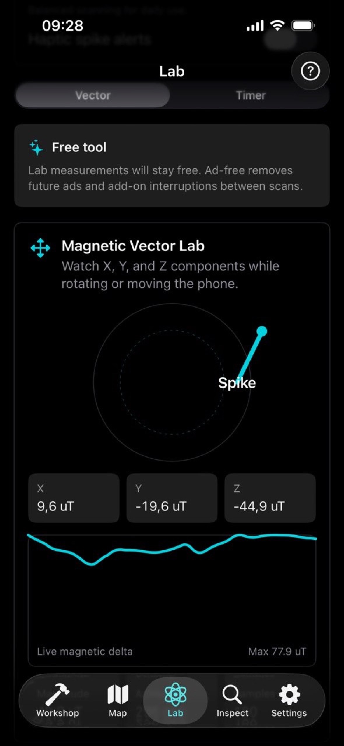 Magnetic Multi-Tool material check screen.